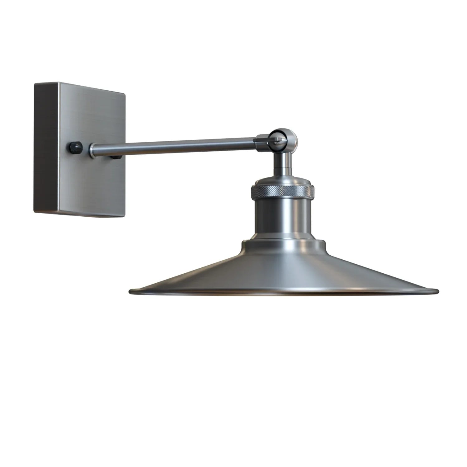 Industrial Satin Nickel Wall Light with Adjustable Shade - E27 Fitting ~5953