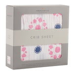 Primrose Indigo Cotton Muslin Crib Sheet