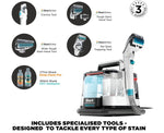 Shark StainStriker Pet Stain and Spot Cleaner, Compact Carpet and Upholstery Cleaner with Powerful Suction, Dual Cleaning Formulas, 4 Tools, Removes Stains, Odours and Dirt, White/Turquoise