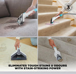 Shark StainStriker Pet Stain and Spot Cleaner, Compact Carpet and Upholstery Cleaner with Powerful Suction, Dual Cleaning Formulas, 4 Tools, Removes Stains, Odours and Dirt, White/Turquoise