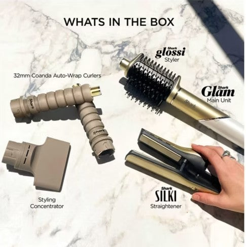 Shark Glam Hot Tool Air Styling + Drying System Gold 4-in-1- For Straight, Wavy and Bouncy Styles