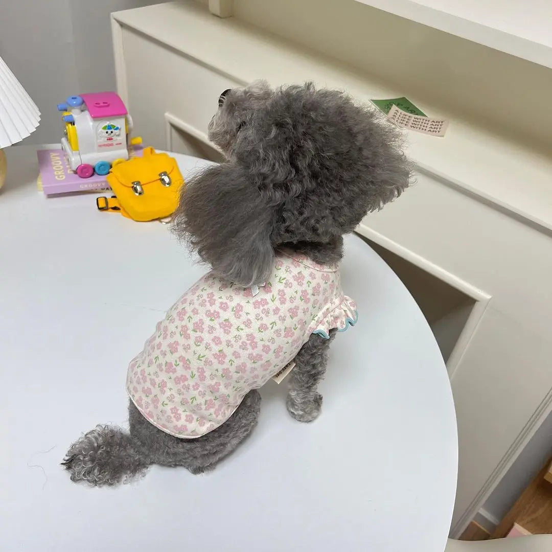 Summer Floral Dog Vest Cute Puppy T-Shirt