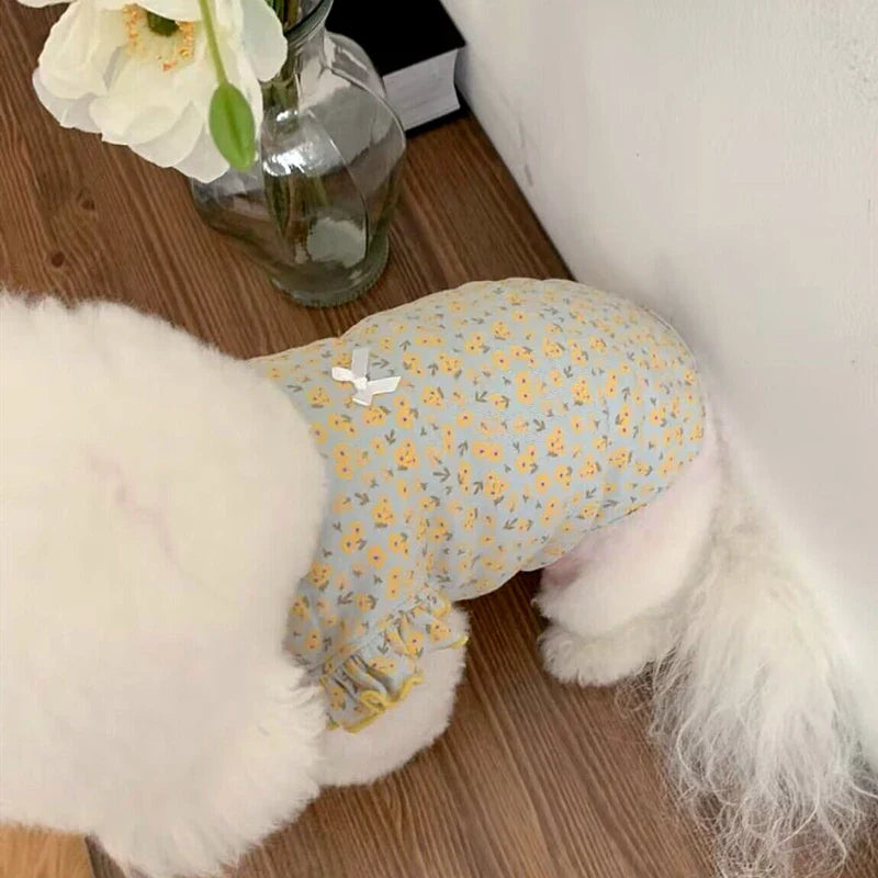 Summer Floral Dog Vest Cute Puppy T-Shirt