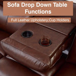 Brown Fullgrain Leather Powered Recliner Sofa Unit