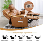 Power Reclining Sofa Brown PU Leather Independent Backrests