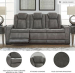 Gray Longlasting Faux Leather Power Reclining Sofa