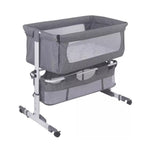 Baby bed, adjustable height, with fastening strap, mosquito net, wheels mosquito stuffy adjustment