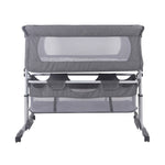 Baby bed, adjustable height, with fastening strap, mosquito net, wheels mosquito stuffy adjustment