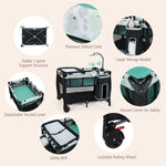 NNECW 3 in 1 Baby Portacot with Changing Table & Carry Bag