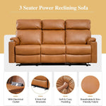 Power Reclining Sofa Brown PU Leather Independent Backrests