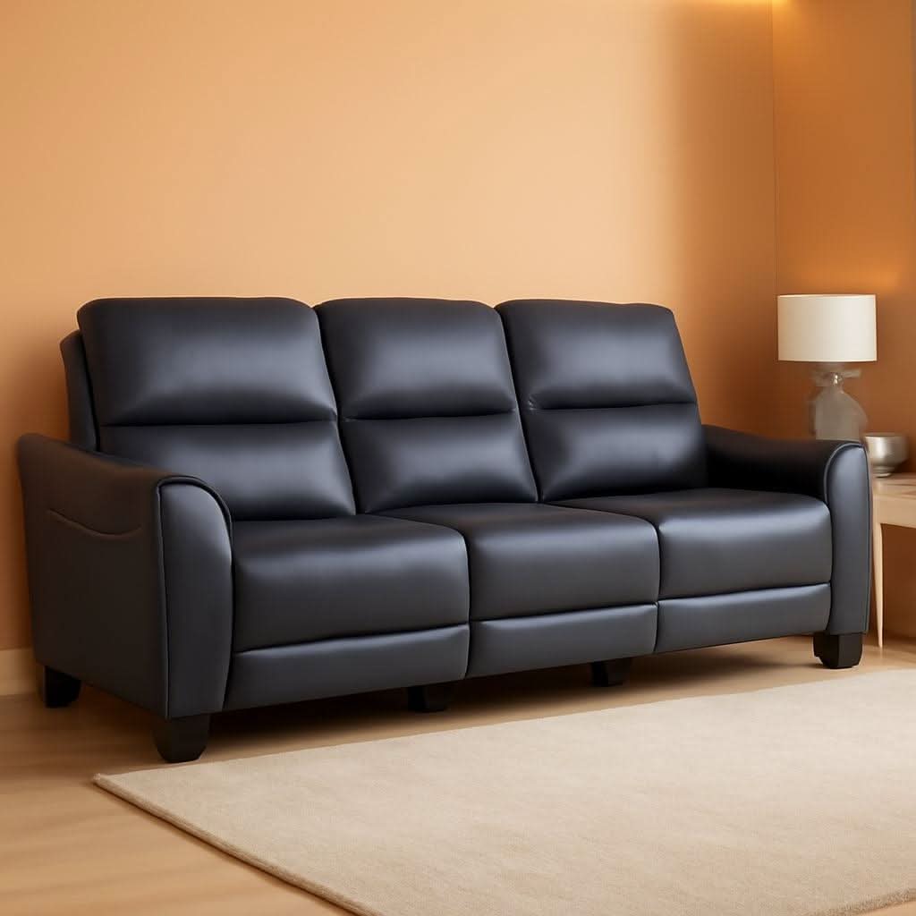 Cerulean Leather Wall Hugger Power Reclining Sofa