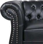 Black Faux Leather Chesterfield Sofa Set 3 Seater Loveseat
