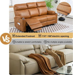 Power Reclining Sofa Brown PU Leather Independent Backrests