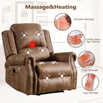 Brown Electric Faux Leather Reclining Sofa Massage
