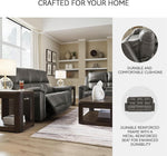 Gray Leather Adjustable Headrest Power Reclining Sofa