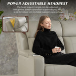 Grey Luxurious Leather Reclining Sofa With Headrest