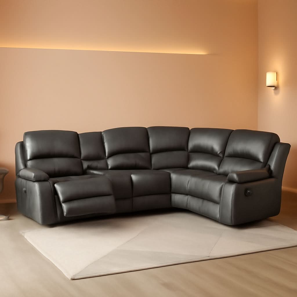 Bonded Leather Sectional Sofa Grey Power Reclining