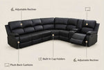 Power Reclining Leather Sectional Sofa Black Home Theater