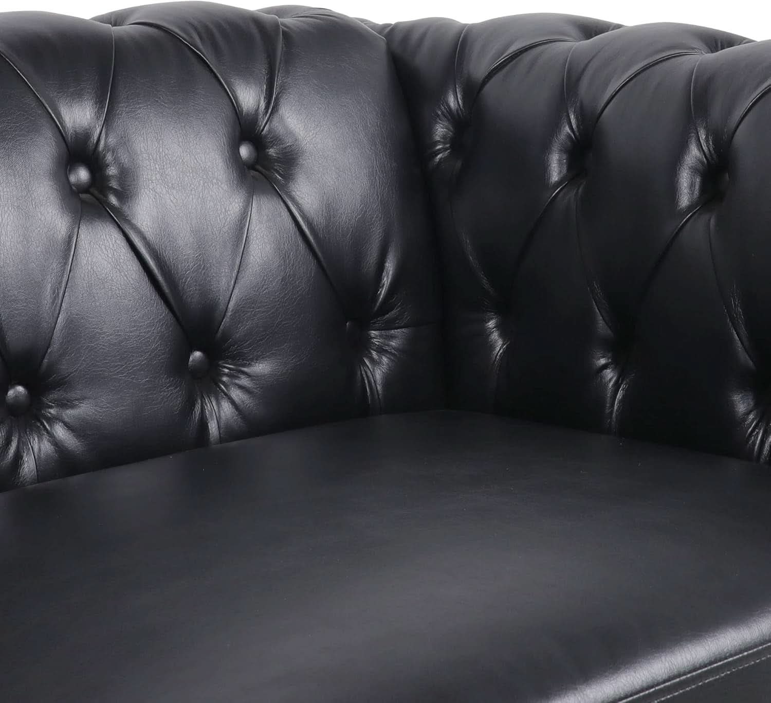Black Faux Leather Chesterfield Sofa Set 3 Seater Loveseat