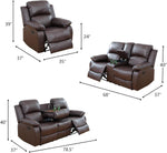 Black Vegan Leather 3 Seater Recliner Sofa Cupholders