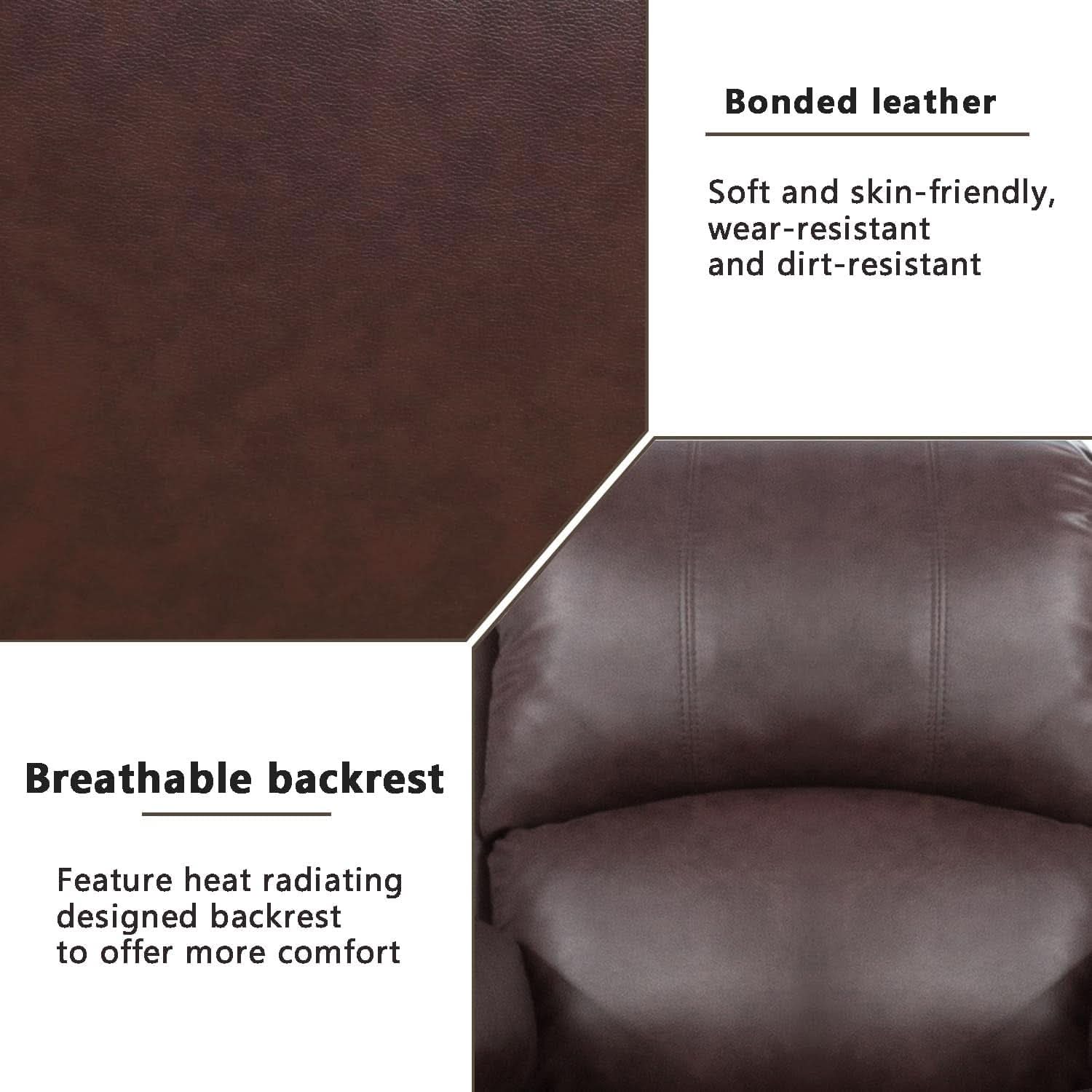 Leather Recliner Sofa Set Brown 3 Seater And Loveseat