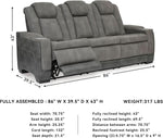 Gray Longlasting Faux Leather Power Reclining Sofa