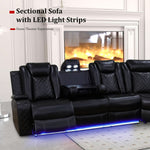 Leather Power Recliner Sectional Sofa with USB Charging