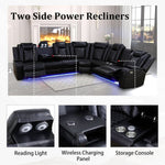 Leather Power Recliner Sectional Sofa with USB Charging