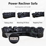 Leather Power Recliner Sectional Sofa with USB Charging