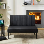 Mini Black Leather Loveseat Sofa with USB Ports