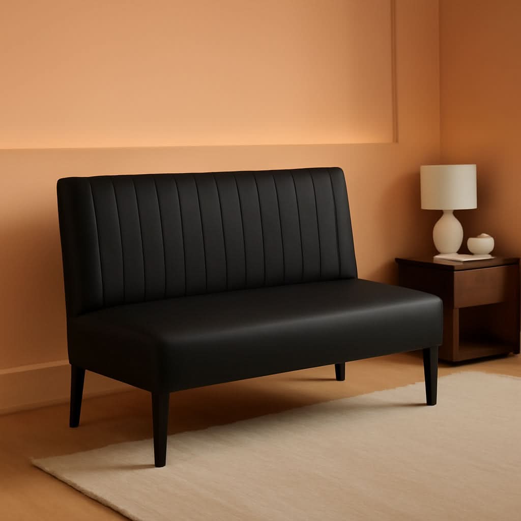 Mini Black Leather Loveseat Sofa with USB Ports