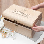 Personalised New Baby Keepsake Wooden Chest -  Booties