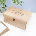 Personalised New Baby Keepsake Wooden Chest -  Booties