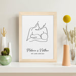 Personalised Line Art New Mum and Baby Feeding Print
