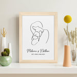 Personalised Line Art New Mum and Babys Love Print