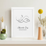 Personalised Line Art Sleeping Baby Print