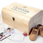Personalised New Baby Keepsake Wooden Chest -  Booties