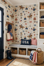 Preppy Teddy Bear Sporty Americana Wallpaper