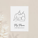 Personalised Line Art New Mum and Baby Feeding Print