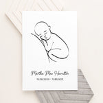 Personalised Line Art Resting Baby Print